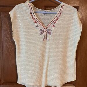 Elegant Cream Sequin Top